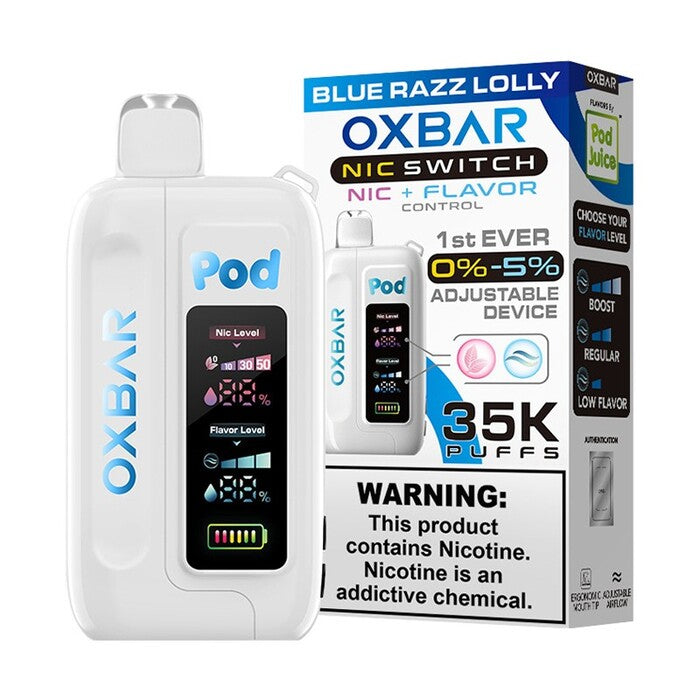 Blue Razz Lolly Pod Juice X OXBAR Nic Switch 35K Flavor