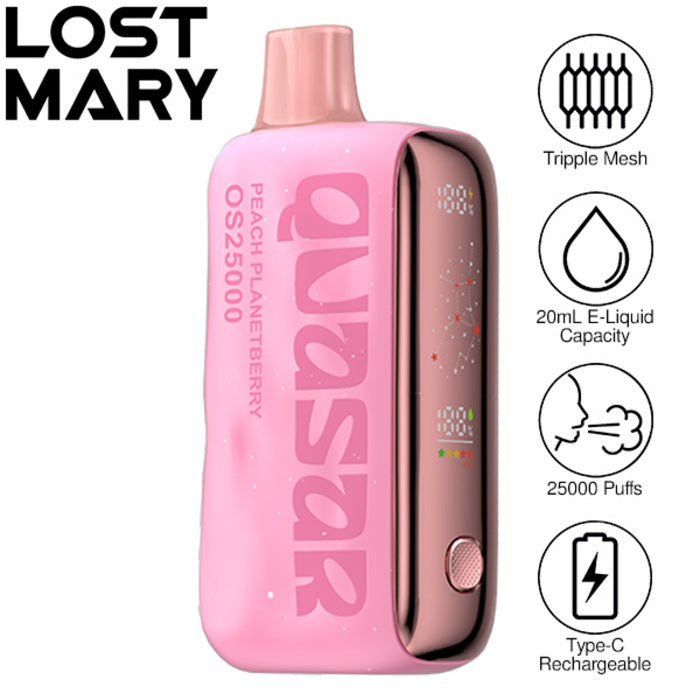 Peach Planetberry Lost Mary Quasar OS25000 Flavor