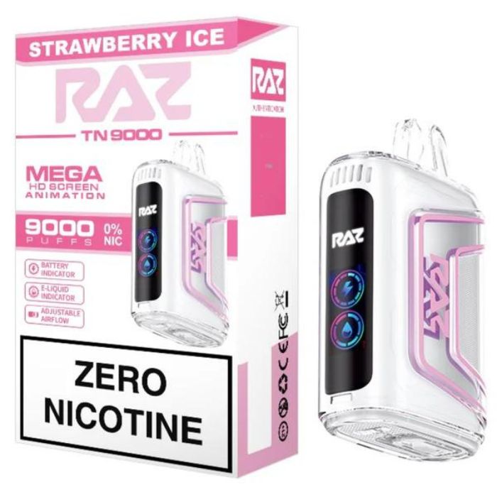 Strawberry Ice RAZ TN9000 Zero Nicotine Flavor