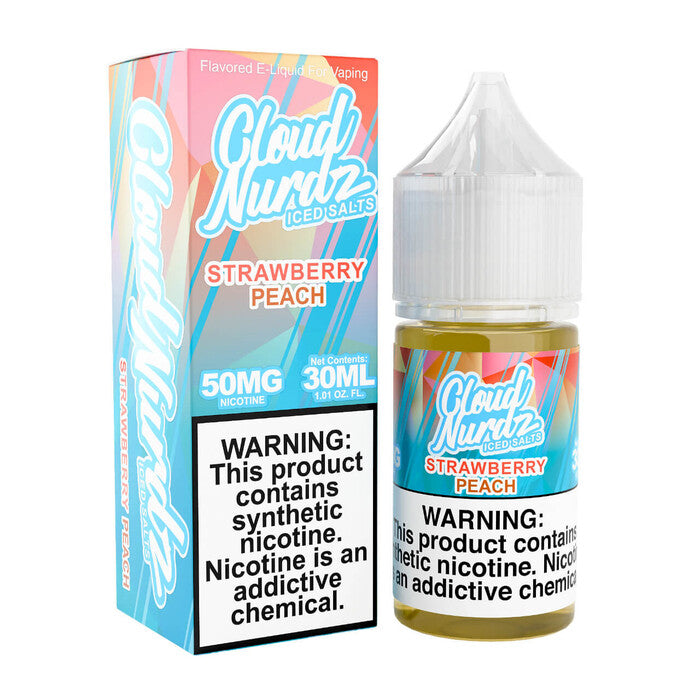 Iced Strawberry Peach Synthetic Nicotine E-Liquid by Cloud Nurdz